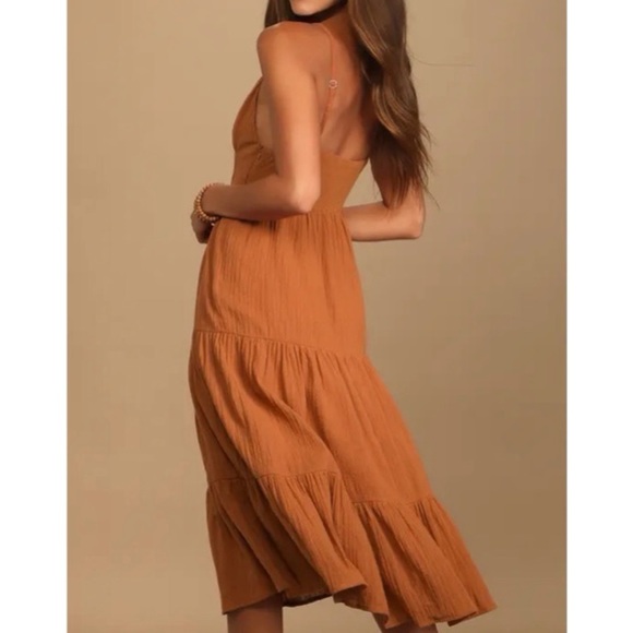 | lulus • go with the flow tiered midi dress • small | - Picture 3 of 5